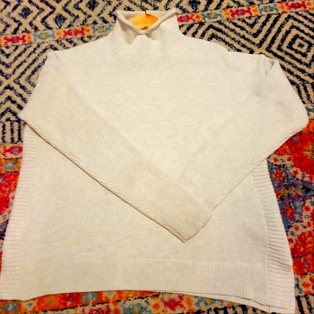 Oatmeal mock turtleneck sweater. Medium weight.